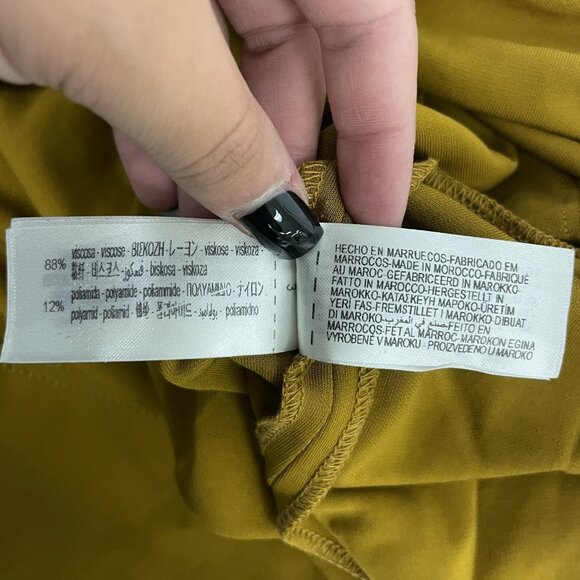 Zara Surplus Womens Midi Dress XS Mustard Gold Collared V-Neck 8516/244 NWOT - Picture 6 of 11